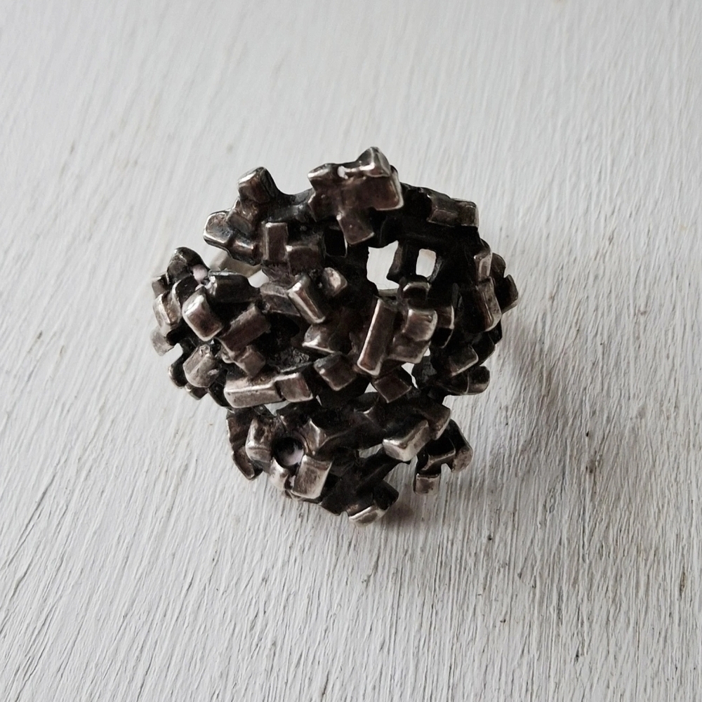Vintage Sterling Silver (925) Cluster Ring, E Granit & Co Made In Finland, Sz 5